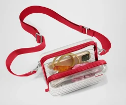 Stadium Bag in Clear/Cherry Red